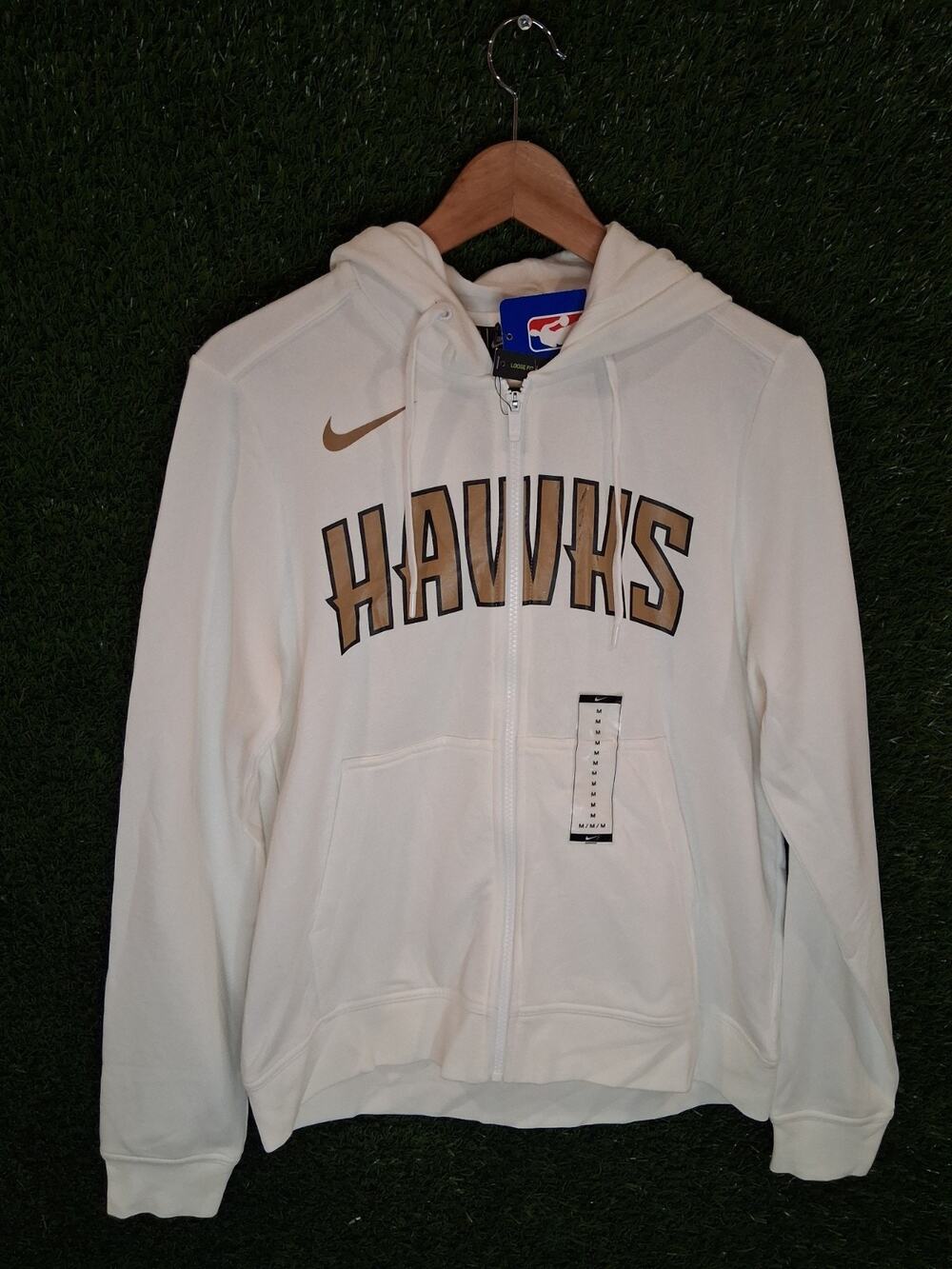 Nike NBA Atlanta Hawks City Edition Full Zip Hoodie White Men's Size Medium M
